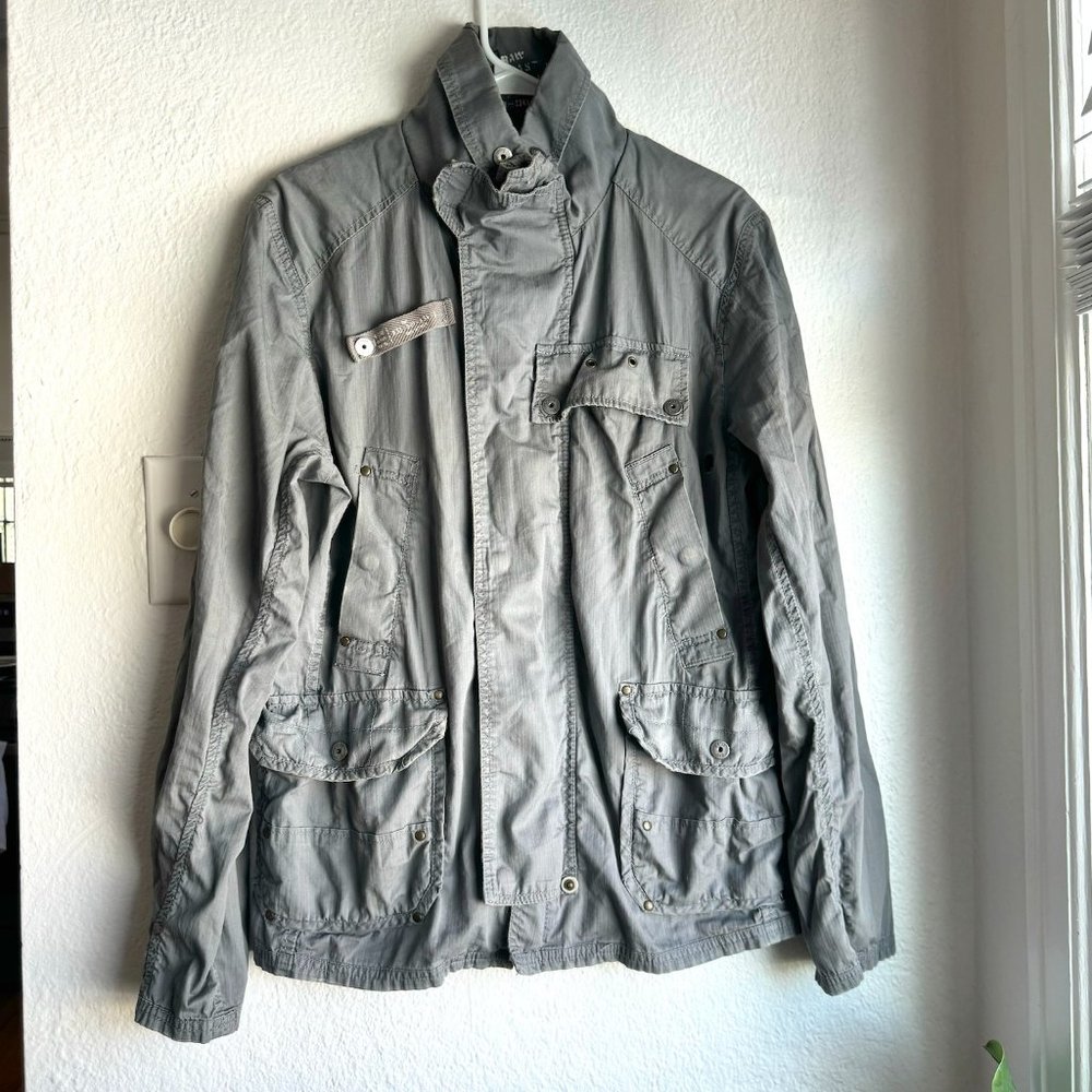 Vintage G-Star Raw Gray Bomber Army Military Jacket Y2K Rare Streetwear